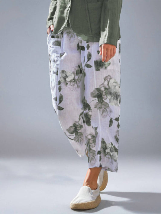 Inizio - Magic Cropped Floral Print Pant