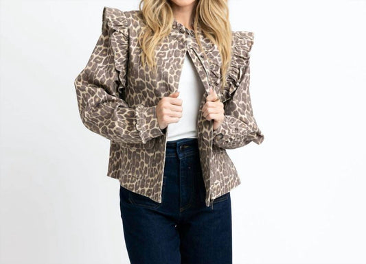 Karlie - Lucy Leopard Ruffle Denim Jacket