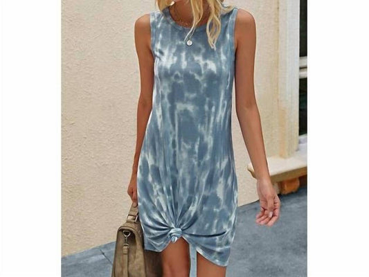 Elings - Round Neck Tie Dye Short Dress