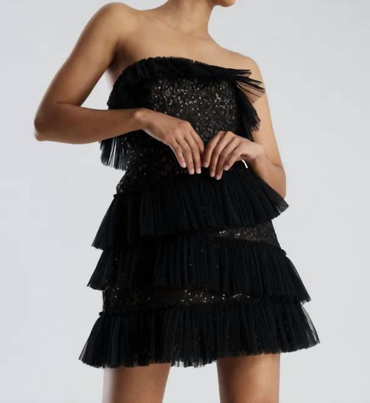 Bcbgmaxazria - Ruffle Lace Fringe Sequin Mini Dress