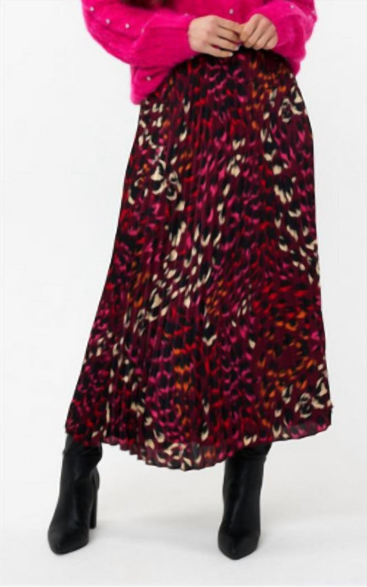 Esqualo - Pleated Animal Print Skirt