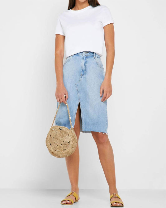 Topshop - Denim Front Split Pencil Denim Skirt