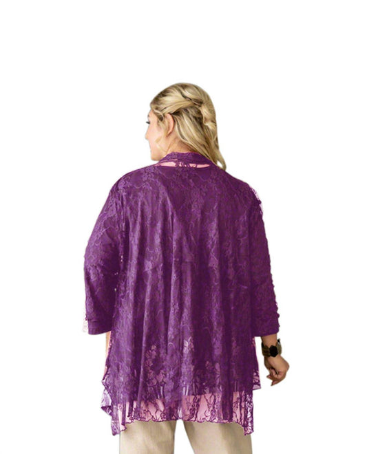 On The Plus Side - London Lace Long Sleeve Jacket - Plus Size