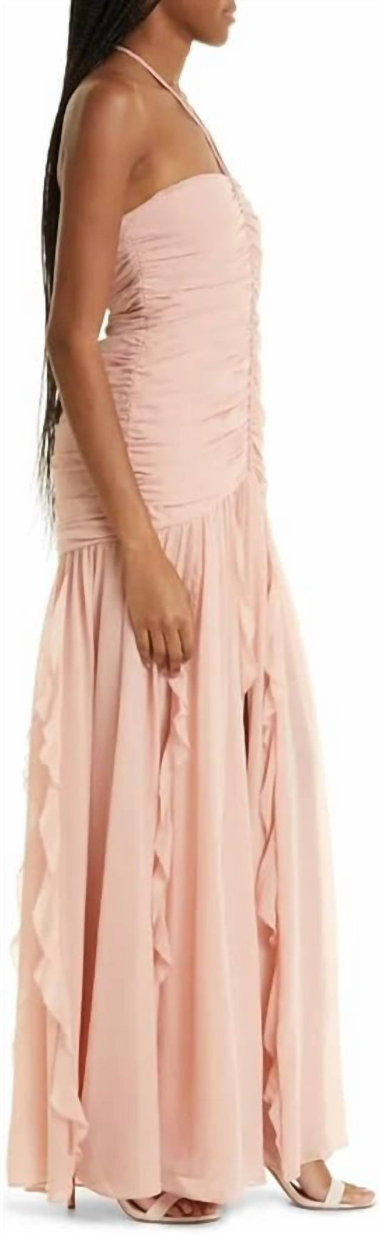 Veronica Beard - Lucine Ruched Silk-crepon Halterneck Maxi Dress