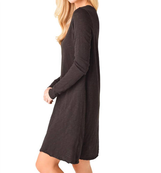 Atm - LONG SLEEVE V SLUB DRESS