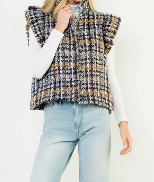 Thml - Plaid Tweed Collared Vest