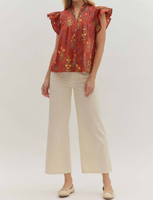 Entro - Brick Floral Top