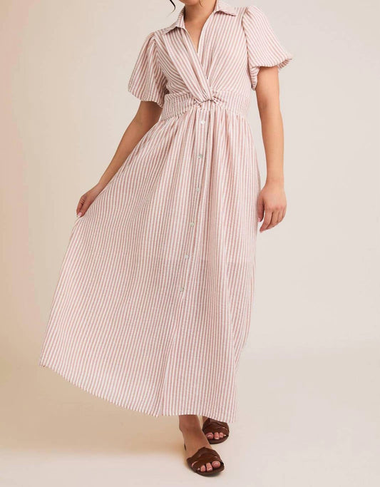 Gilli - Cricket Front Tie Detail Striped Maxi Dress