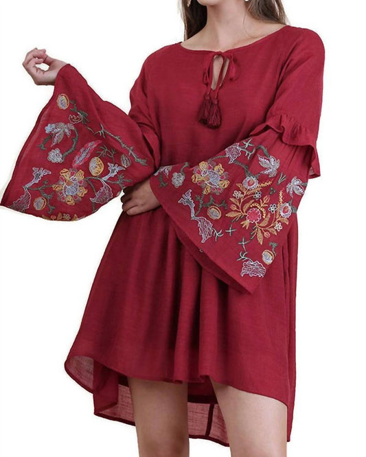 Umgee - Ruffled Embroidered Keyhole Dress