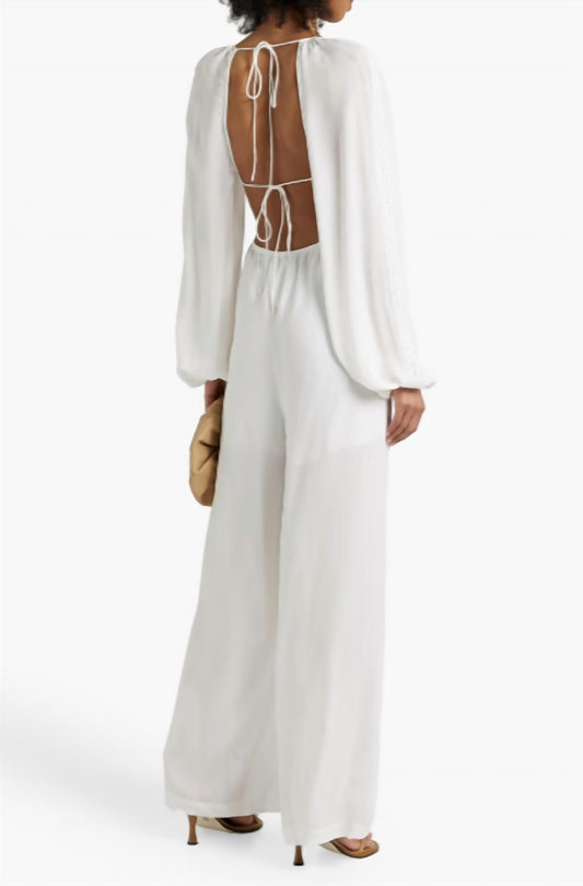 Joslin - Lois Crochet-trimmed Silk-chiffon Jumpsuit