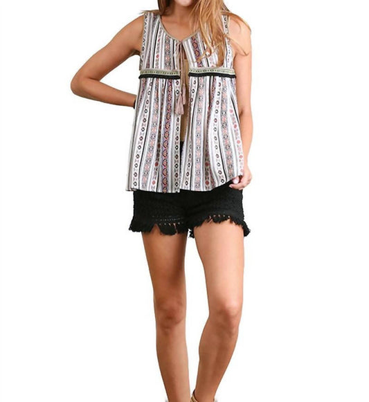 Umgee - Tribal Print Tassel Tie Vest