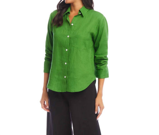 Karen Kane - Linen Ruched Sleeve Shirt