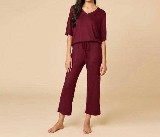 Softies - Women's Dream Jersey Relaxed V Neck With Capri Lounge Set