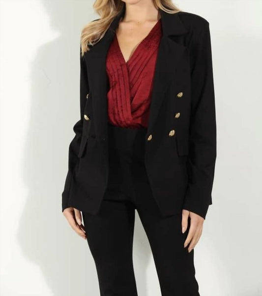 Double Breasted Blazer with Gold Buttons
