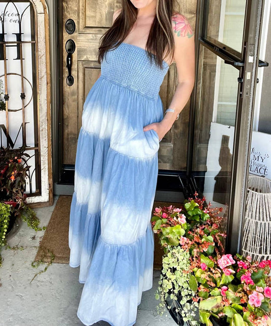Hiddenbrand - Country Meadows Denim Tube Maxi Dress
