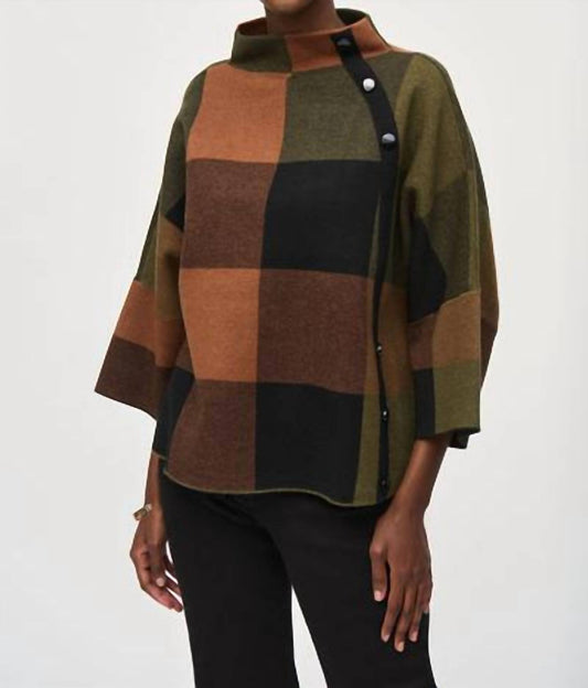 Joseph Ribkoff - Plaid Jacquard Sweater Knit Top