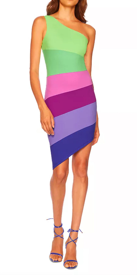 Susana Monaco - Colorblock One Shoulder Mini Dress