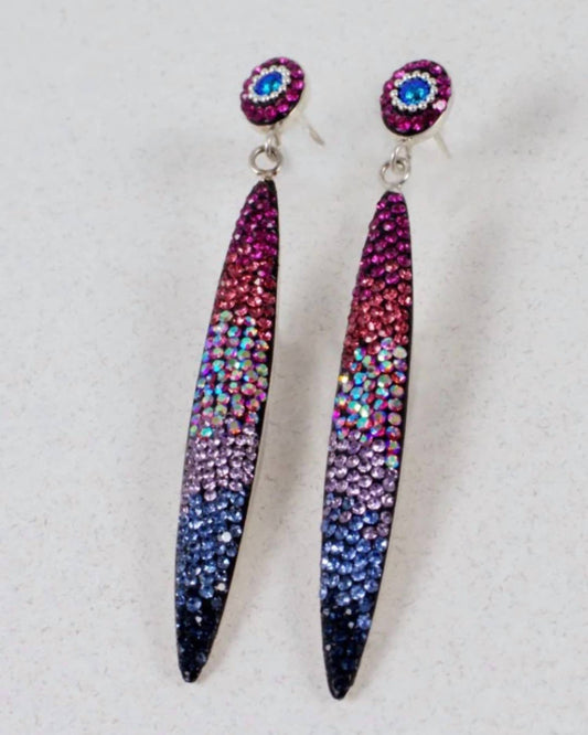 Mosaic - Women's Long Drop Stud Earrings