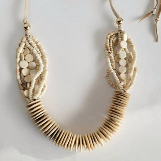 Bisjoux - Women's Handmade Bold Beaded Bone Necklace