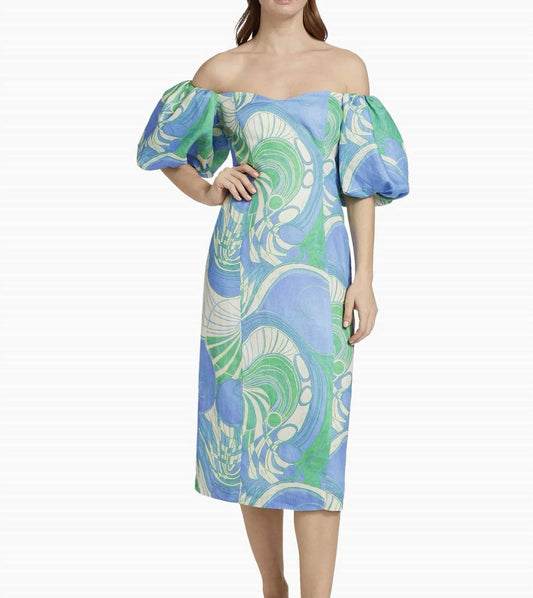 Rhode - Karima Short Puff Sleeves Midi Dress