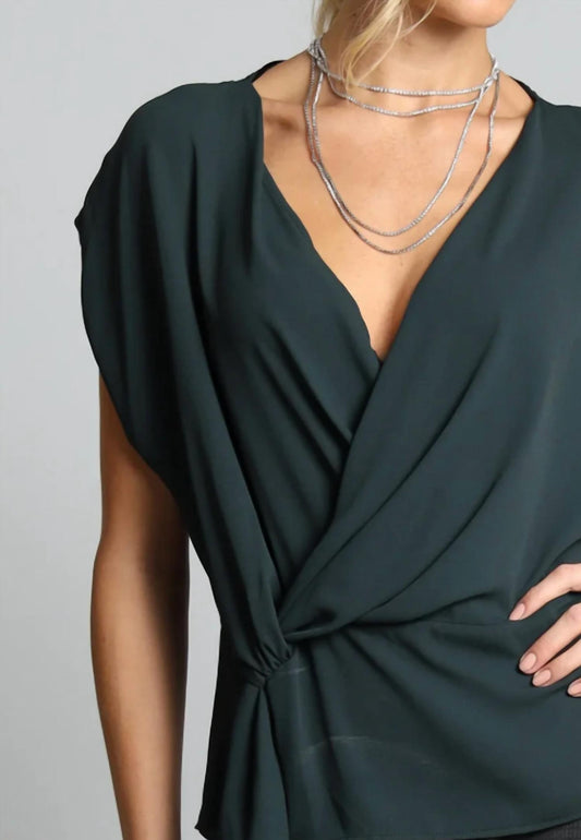 Lola & Sophie - Asymmetric Drape V-neck Top