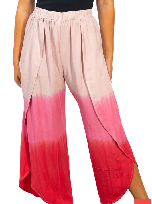 White Birch - Wide Leg Side Slit Ombre Pants