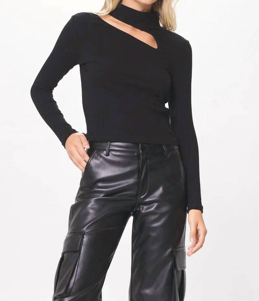 Vintage Havana - Mock Neck Cutout Top