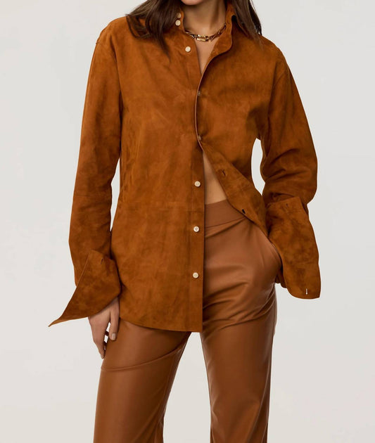 Toccin - Kali Faux Suede Boyfriend Shirt