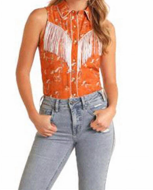 Rock & Roll Denim - Sleeveless Horse Print Snap Shirt