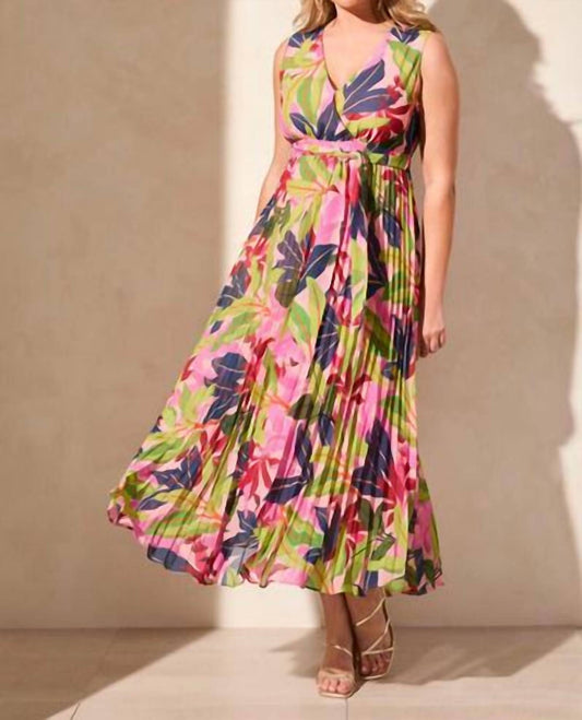 Tribal - Belted Surplice Plissé Maxi Dress