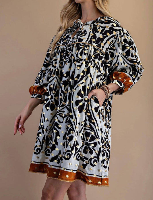 Gigio - Foil Bold Print Bohemian Dress