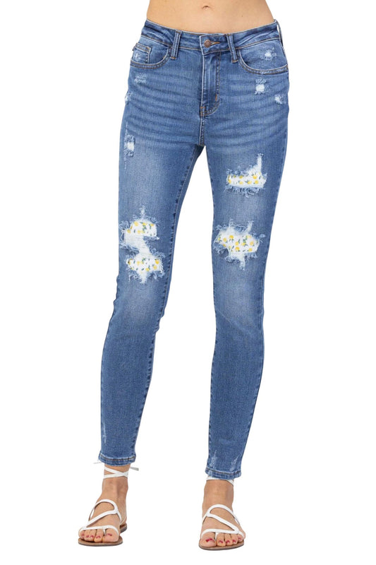 Judy Blue - High Waist Skinny Lemon Patch Denim Jeans