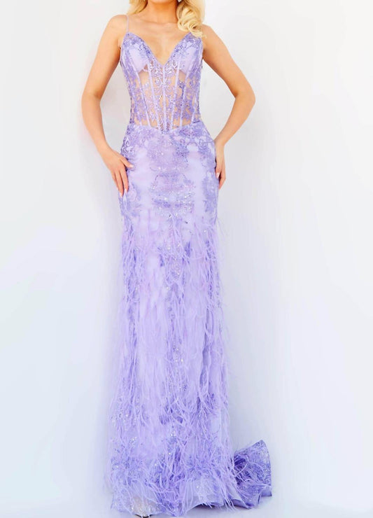 Jovani - Corset Bodice V Neck Prom Gown