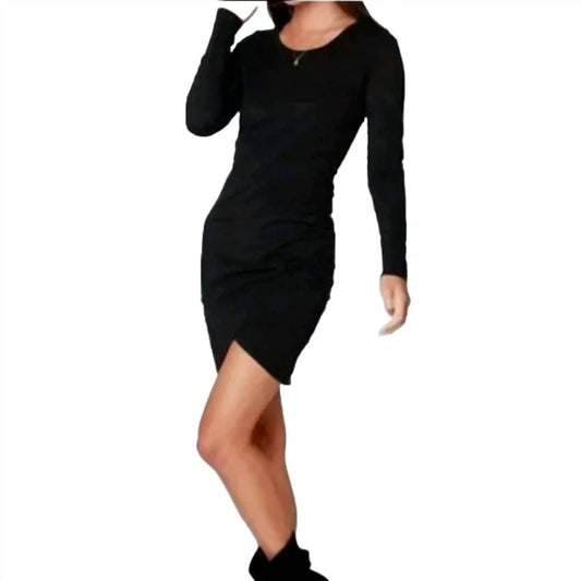 Bobi - Side Shirred Long Sleeves Dress