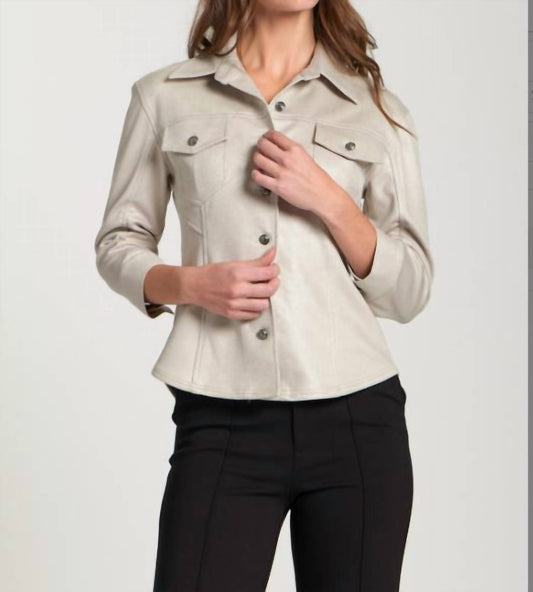 Apny - Faux Suede Shirt Jacket