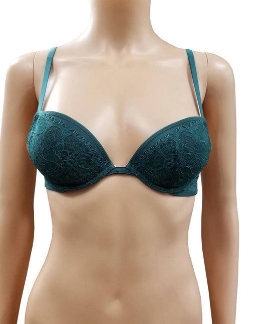 Women Lace Trim Padded Underwire Bra