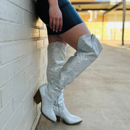 Let'S See Style - Women's Bring Ya To Your Knees Rhinestone Boots