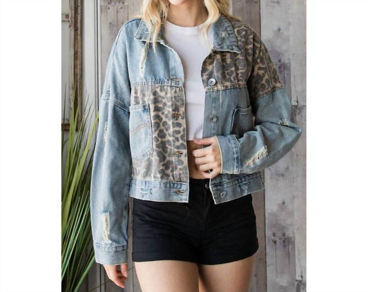Veveret - Leopard Denim Jacket - Plus