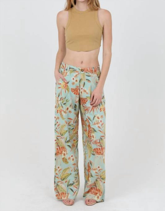 Angie - Wide Leg Tropical Print Pants