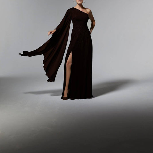 Mgny - One-shoulder Neckline Long Dress