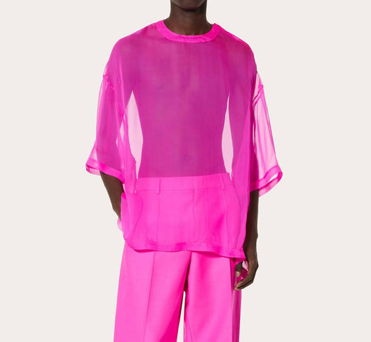 Valentino - Chiffon Crewneck Top