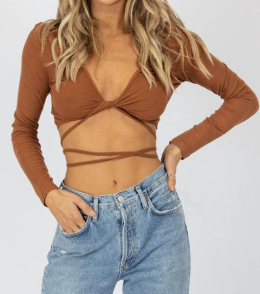 WRAP DETAIL LONG SLEEVE CROP