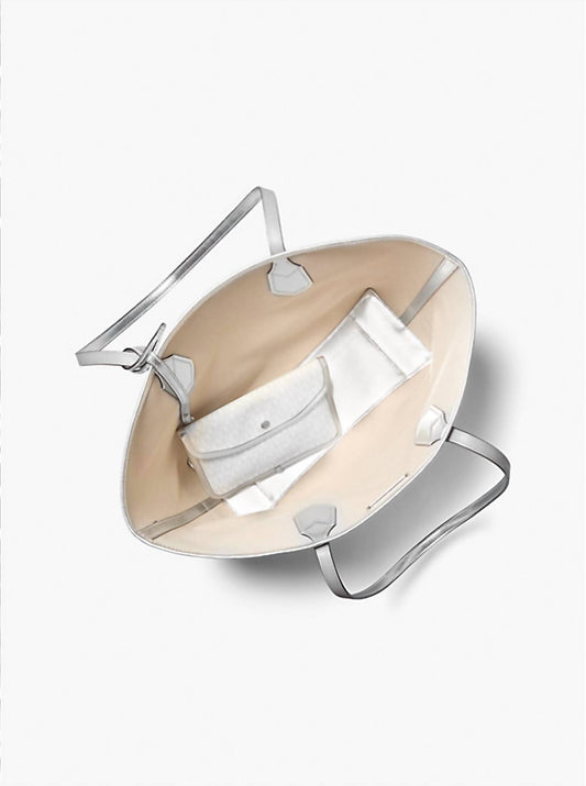 Michael Kors - Women's Eva Large Metallic Signature Logo Stripe Tote Bag