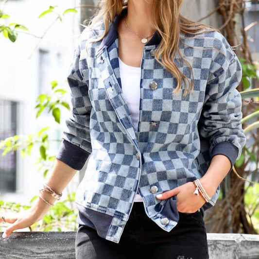 42Pops - Checkered Washout Denim Jacket
