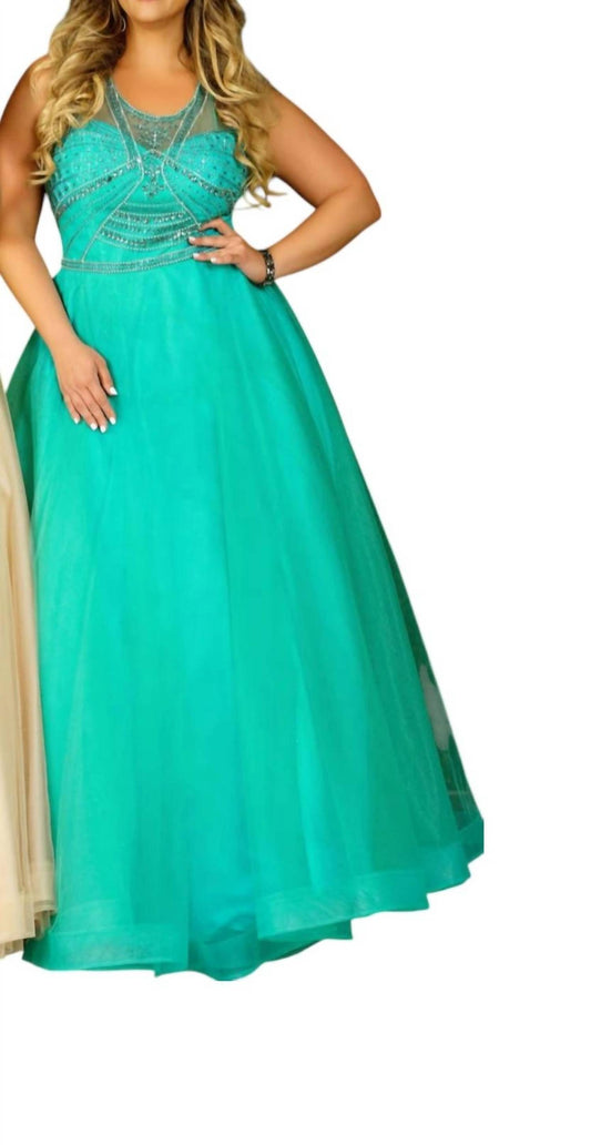 Karishma Creations - Beaded Tulle Sleeveless Evening Gown