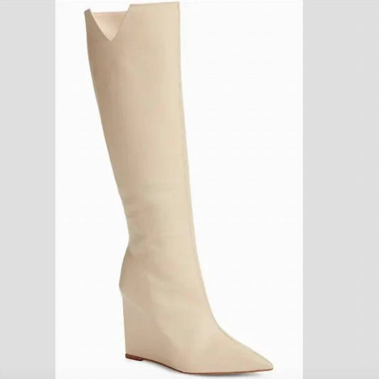 Schutz - Women's Leather Wedge Tall Boots