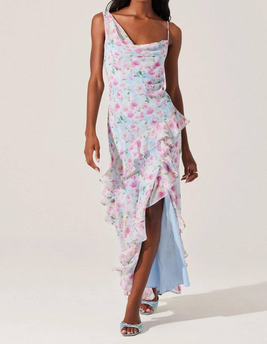 Astr - Levina Asymmetric Floral Ruffle Dress