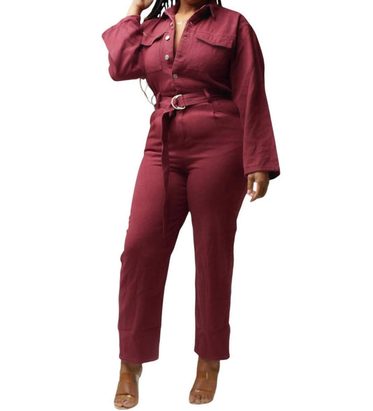 Signature8 - Belted Long Sleeve Jumpsuit