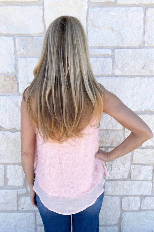 Feather Fringe Double Layer Sleeveless Top