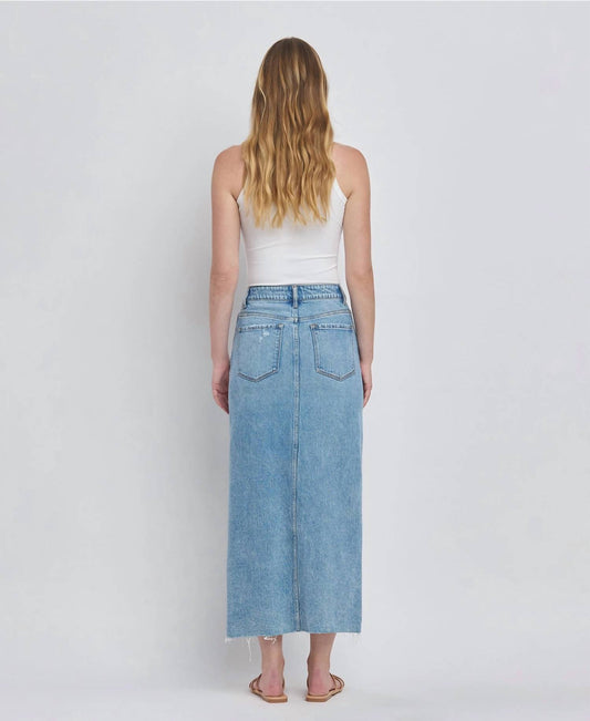 Vervet By Flying Monkey - Front Slit Maxi Midi Denim Skirt